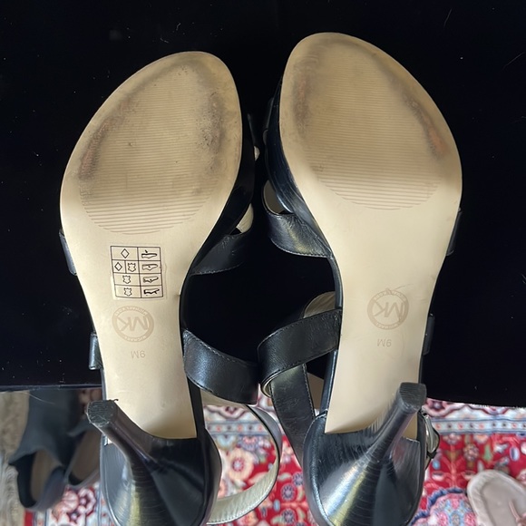 Michael Kors Evie 9M Black Leather Platform Open Ankle 4” Stiletto Sandal - Picture 5 of 7